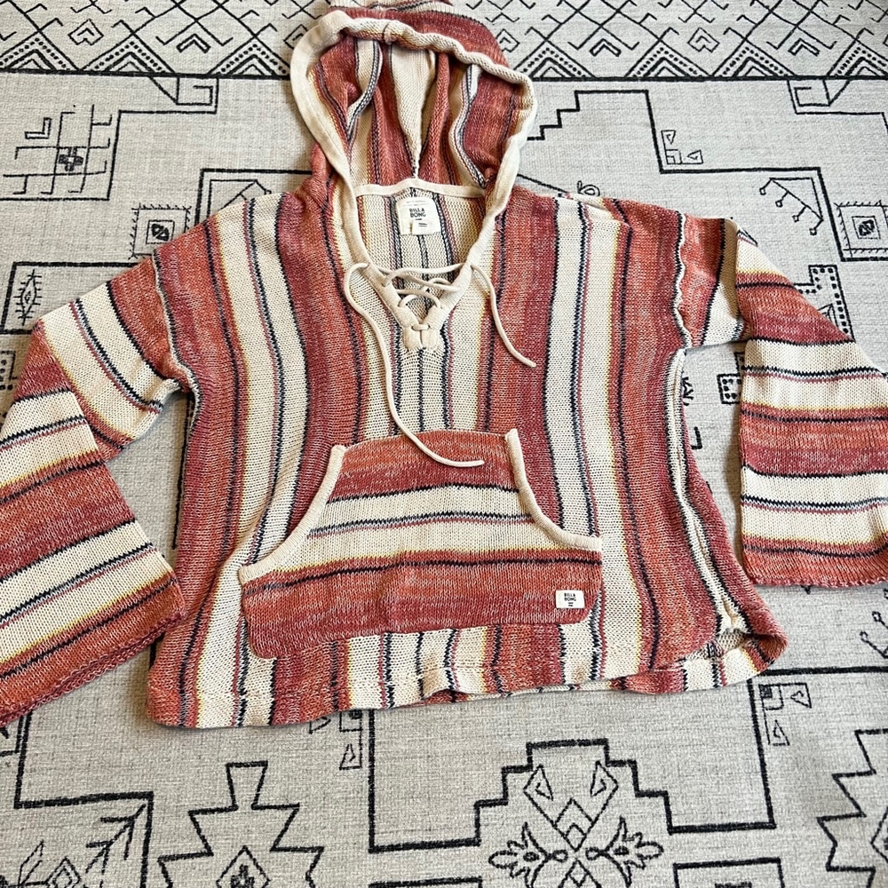 Billabong Striped Hoodie - Red, Cream, Tan